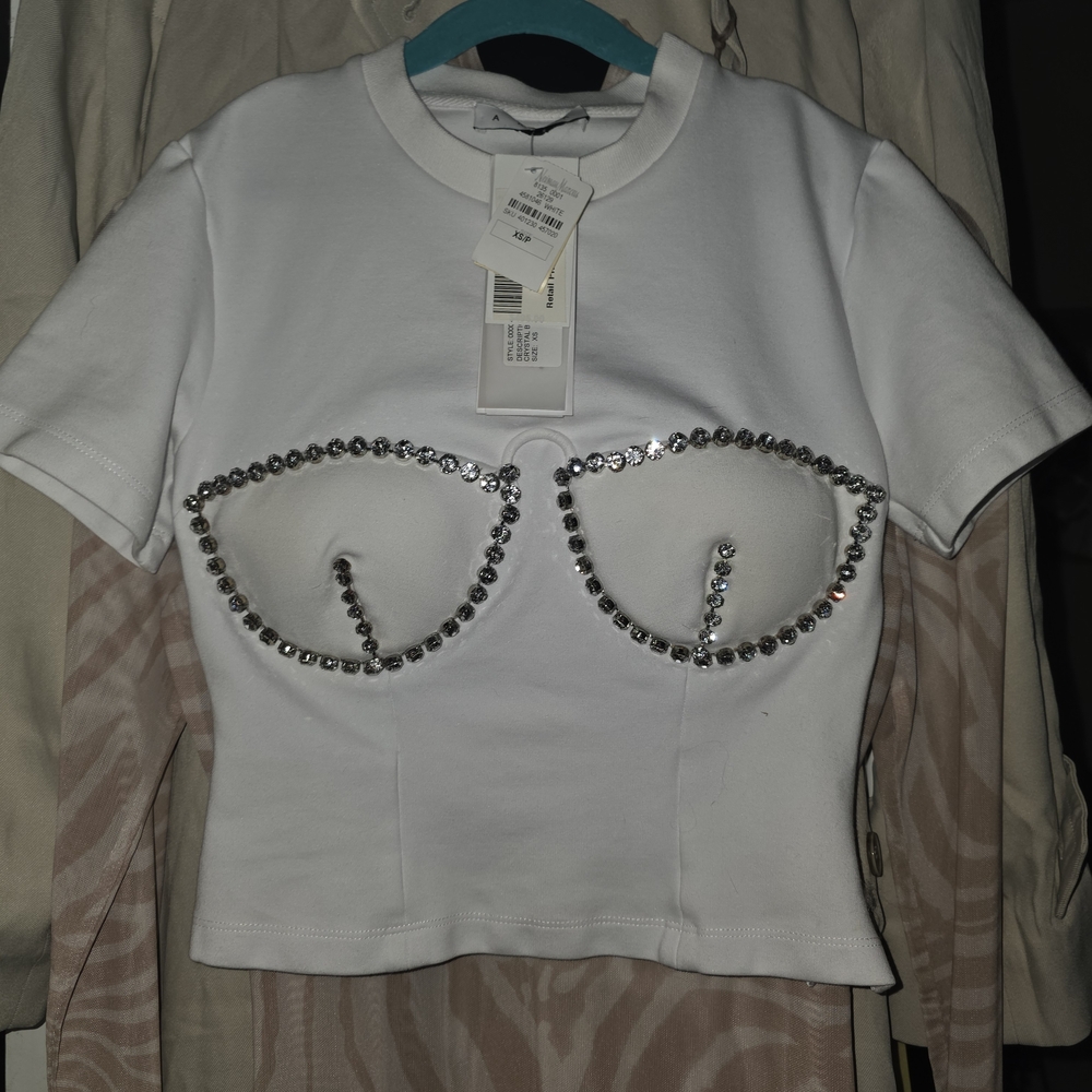 ***Authentic*** AREA White Tee with Silver Accents